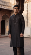 Black embroidered kurta set