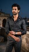 Black Textured Cotton Silk Shirt