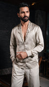 Champagne Linen Satin Silk Shirt