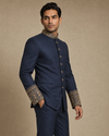 Navy blue embroidered Jodhpuri set