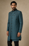 Bottle Green Embroidered Indo-Western Set
