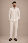 Beige Pleated Linen Shirt
