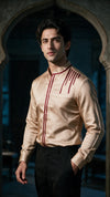 Gold Structured Linen Satin Silk Shirt