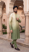 Olive green ombre kurta  set