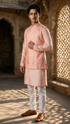 Hand Work On Peach Jacket Set