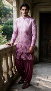 Wine ombre sherwani  set