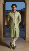 Apple green jacket set with embroidery