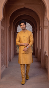 Mustard Silk Jacket Kurta Set